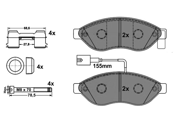 Pastiglie freni anteriore Jumper / Boxer 1200/1400 (2.2HDi/3.0HDi)