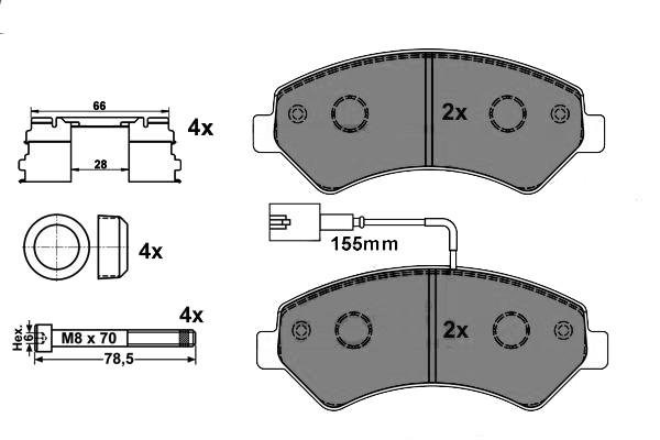 Pastiglie freni anteriore Jumper / Boxer 1600kg (3.0HDi)
