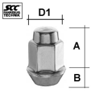 Écrou de roue M12x1.5 Cône 60° SW-19 L-33 argent