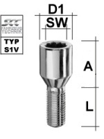 Radschraube M12x1.5 Kegel 60° SW-Stern L-28 verzinkt