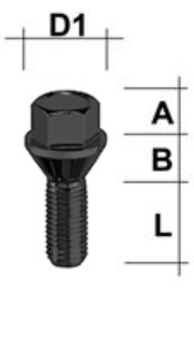 Bullone della ruota M12x1.25 Cono 60° SW-17 L-39 nero