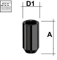 Écrou de roue M12x1.25 Cône 60° SW-Étoile L-37 schwarz