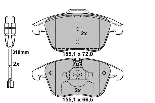 Plaquettes de frein C5 08- 1,6,/1,8/2,0 / 407 11/08-(2.0HDi) avant