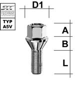 Bullone della ruota M14x1.25 Cono 60° SW-17 L-30 argento