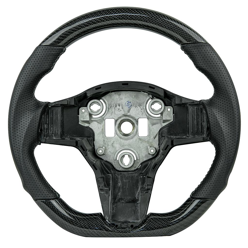 Carbon/Leder Lenkrad Tesla Model 3, graue Naht