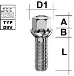 Boulon de roue M14x1.5 Sphérique R13 SW-17 L-43 argent