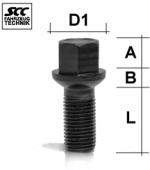 Bullone della ruota M14x1.5 Sferico R14 SW-17 L-43 nero