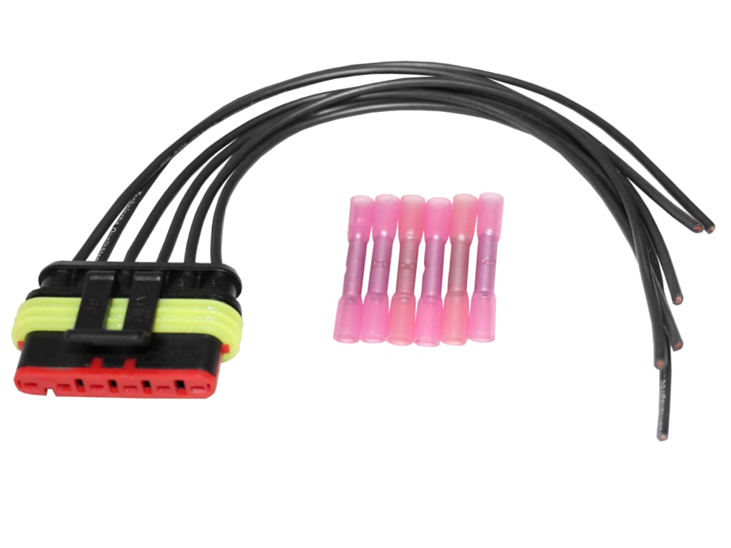 Rep.-Satz RÃ¼ckleuchten Stecker mit gelber Gummilippe, 6-polig, Kontakte weiblich, fÃ¼r Ducato 244, Jumper II, Boxer II, ZÃ¼ndspulen Stecker Fiat 500, Panda, Doblo, Punto