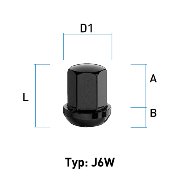 Dado della ruota M14x1.5 Sferico R14 SW-19 L-32 nero