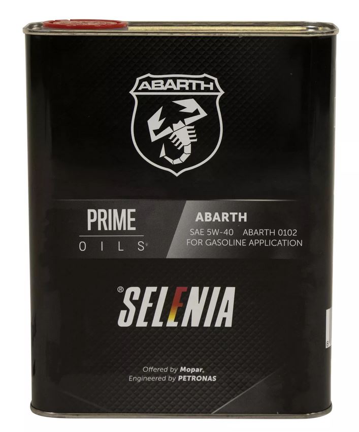 Olio motore Selenia ABARTH 5W-40 2 litri per motori ABARTH sintonizzati.