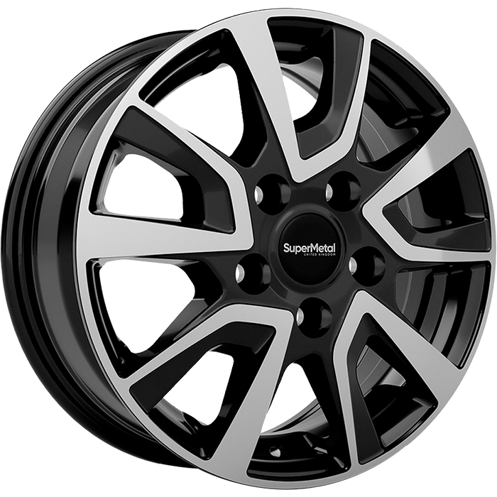 SuperMetal VAULT Gloss Black Polished 7.5x18 ET53 5x118 71.1