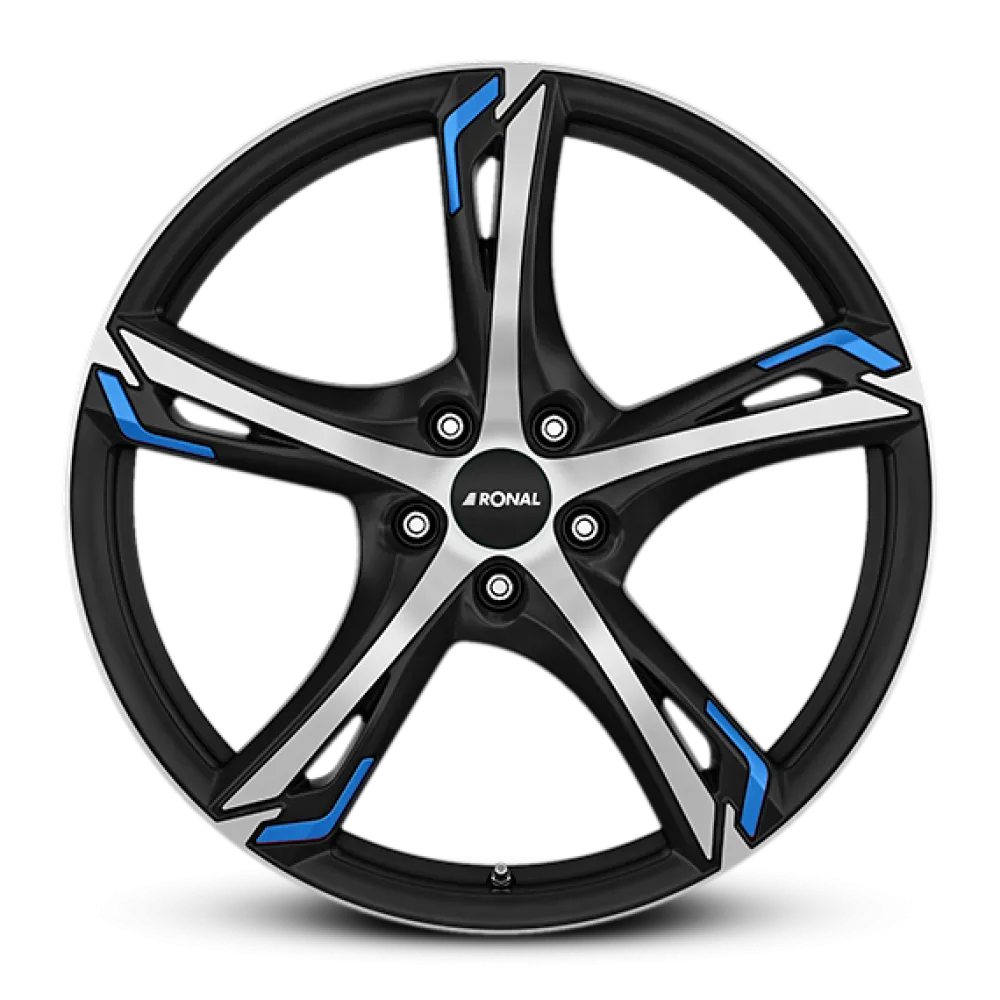 RONAL R62 Blue JET BLACK-MATT-FRONT CUT 7.5x17 ET40 5x114.3 82.0
