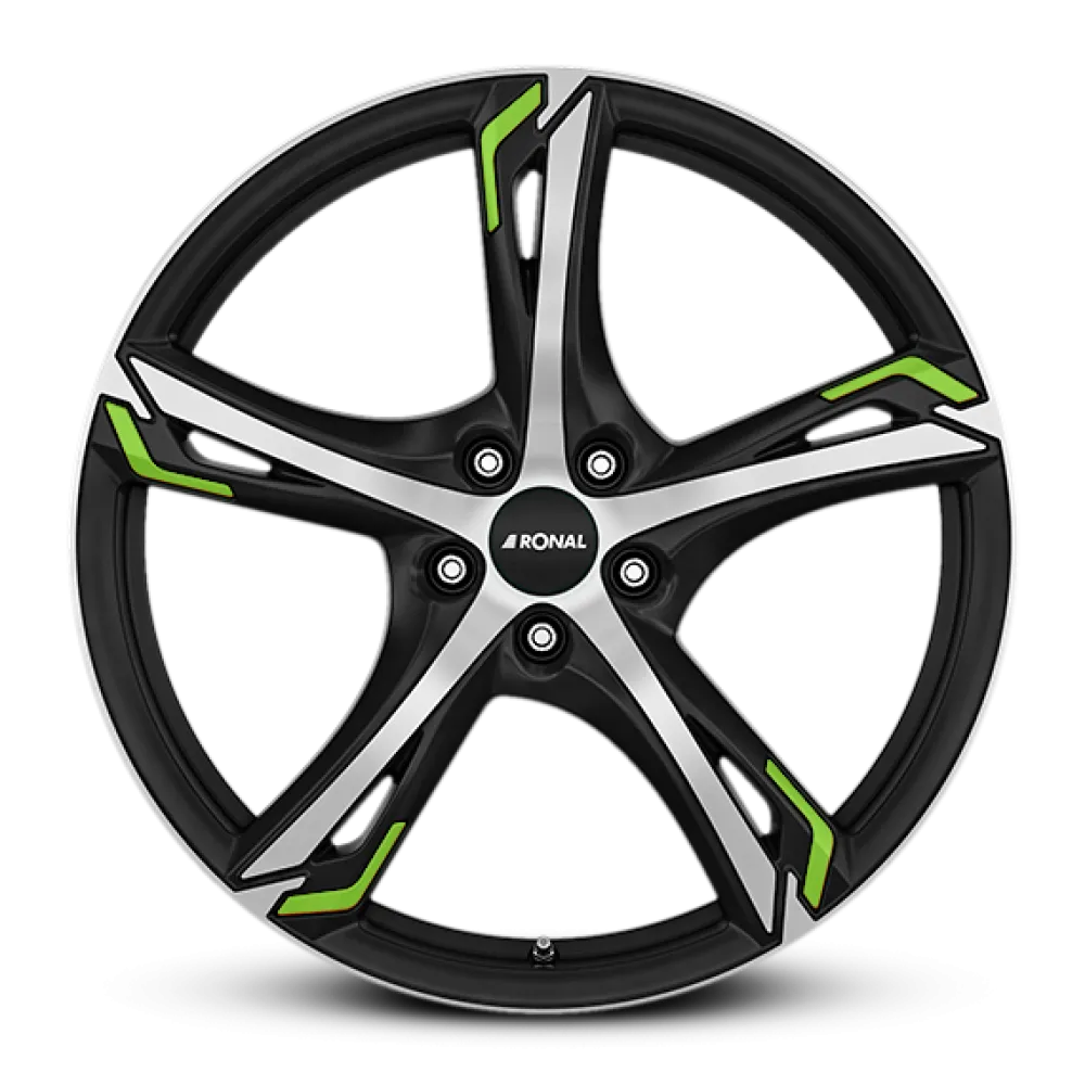 RONAL R62 Green JET BLACK-MATT-FRONT CUT 8.0x19 ET40 5x114.3 82.0