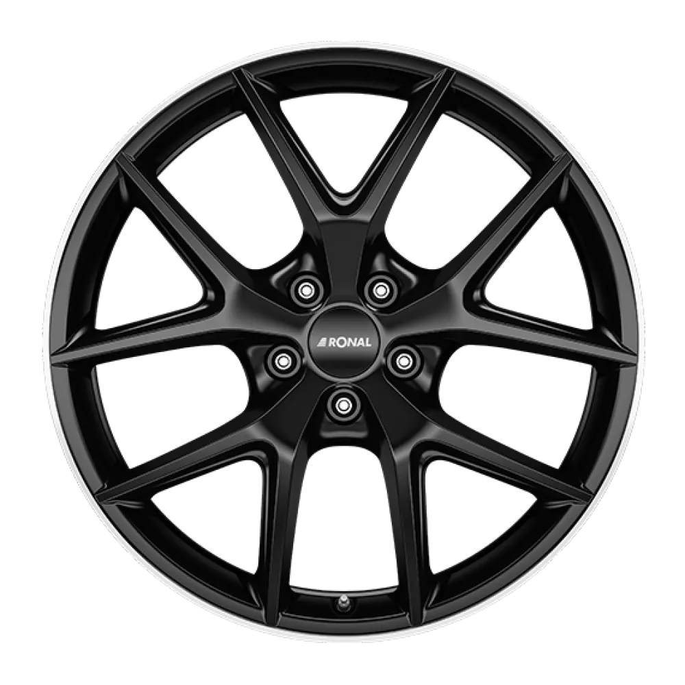 RONAL R75 JET BLACK-MATT-RIM LIP CUT 8.0x18 ET50 5x114.3 82.0 EAB
