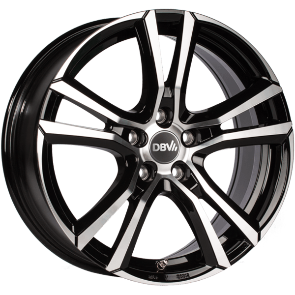 DBV Andorra schwarz glänzend, front poliert 7.5x17 ET35 5x112 74.1