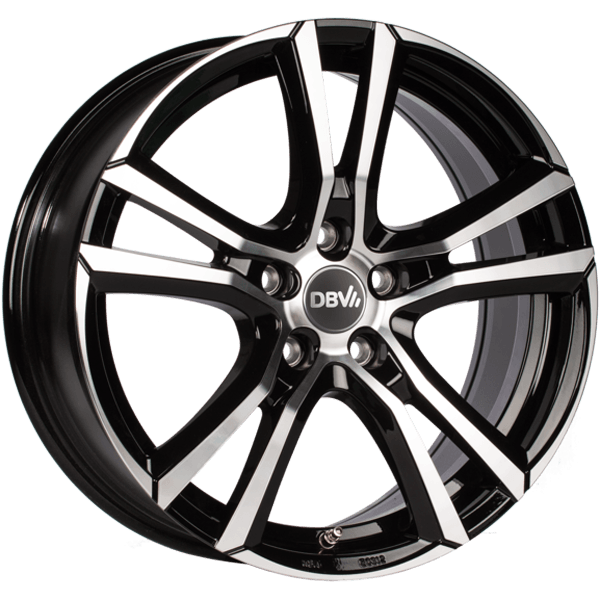 DBV Andorra schwarz glänzend, front poliert 8.0x19 ET48 5x112 74.1