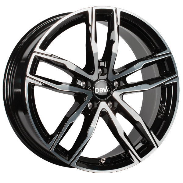 DBV Vienna II schwarz glänzend, front poliert 8.5x19 ET45 5x112 70.1