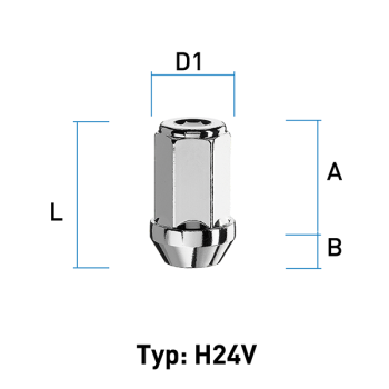 Radmutter M12x1.5 Kegel 60 Schlüsselweite 19mm verzinkt L34
