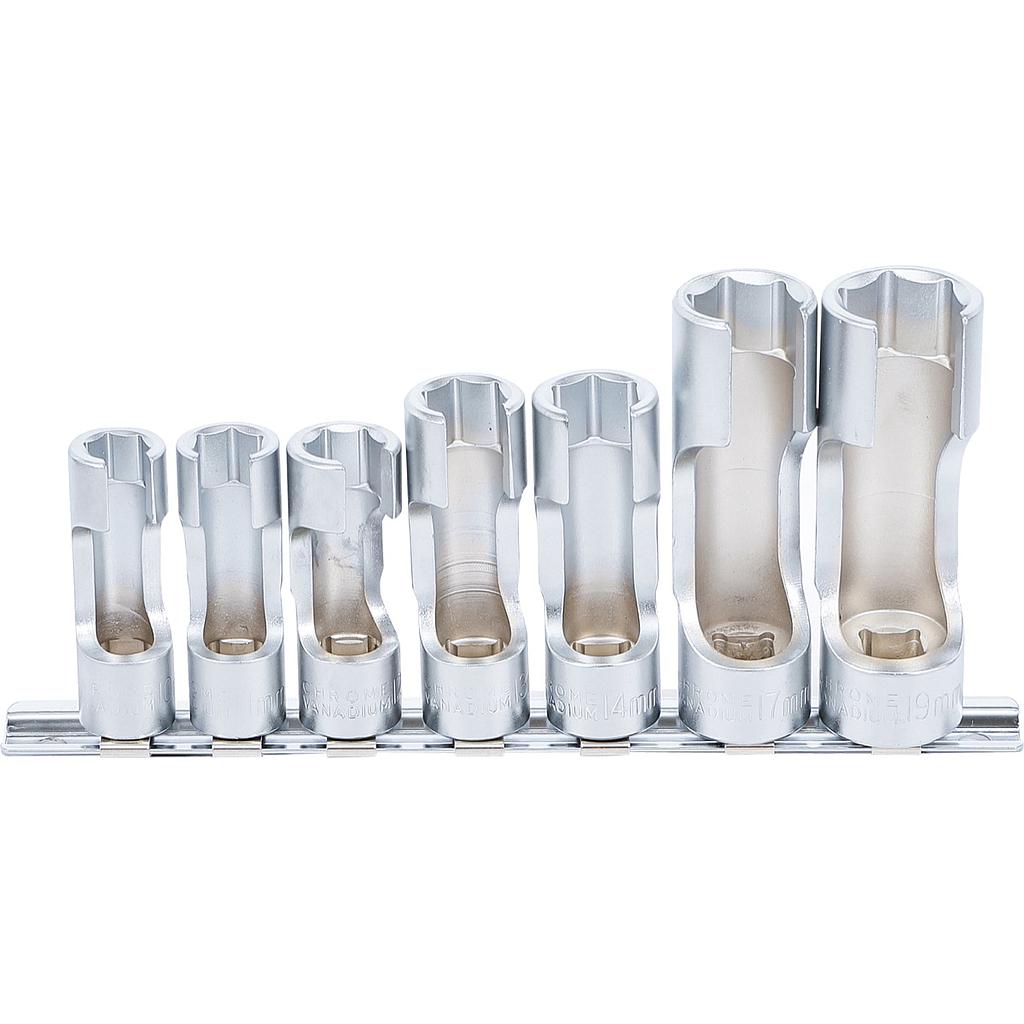 Spezial-Steckschlüssel-Einsatz-Satz, geschlitzt | Antrieb Innenvierkant 10 mm (3/8&quot;) | SW 10 - 19 mm | 7-tlg.