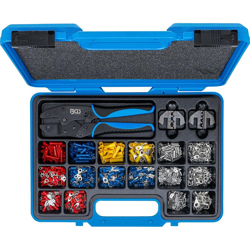Crimpzangen-Satz | mit 2 Paar Backen | mit Kabelschuh-Sortiment | 1000-tlg.