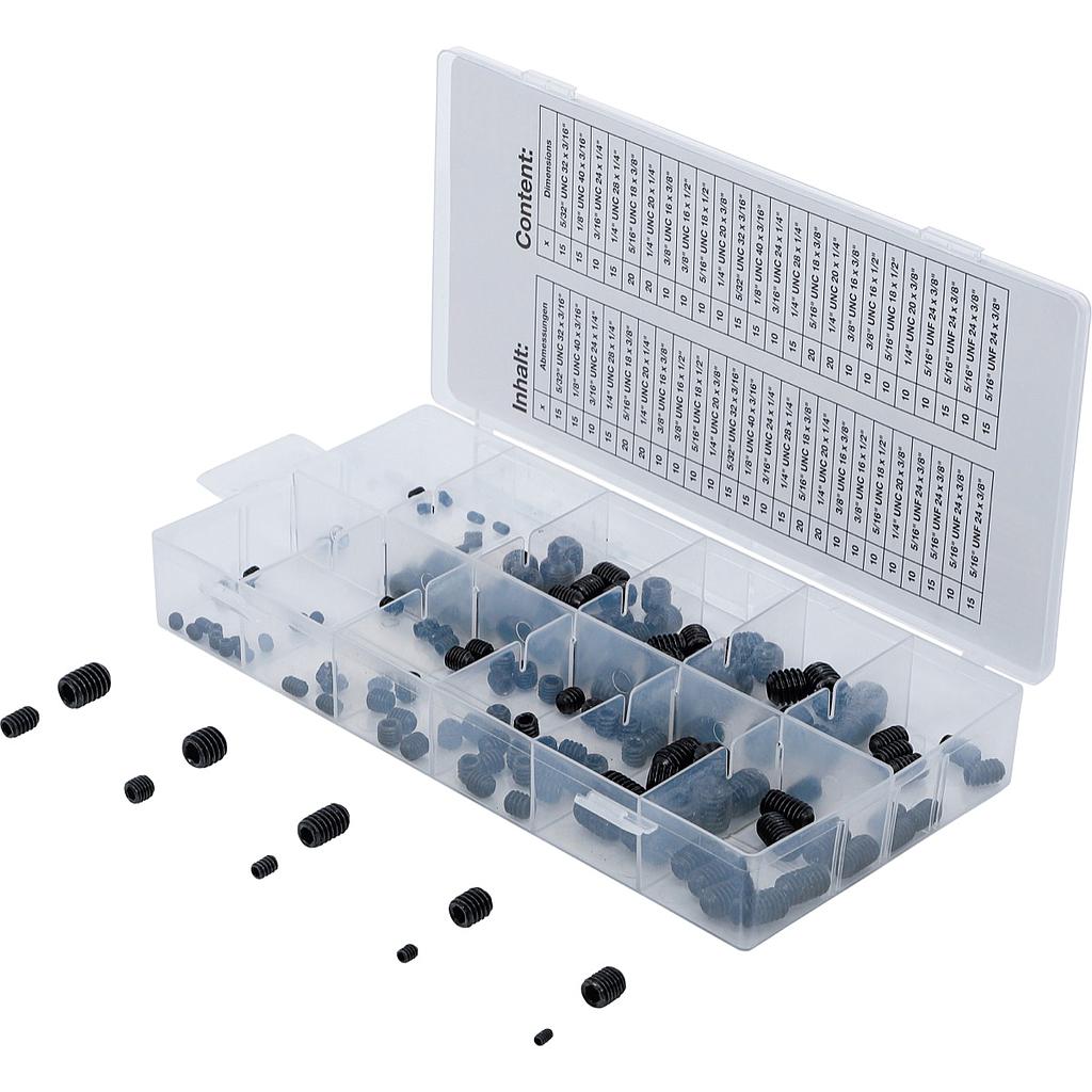 Madenschrauben-Sortiment | Zollgrössen | 160-tlg.