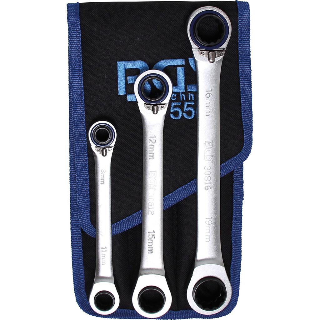 Ratschen-Ringschlüssel-Satz | umschaltbar | &quot;4-in-1&quot; | 3-tlg.
