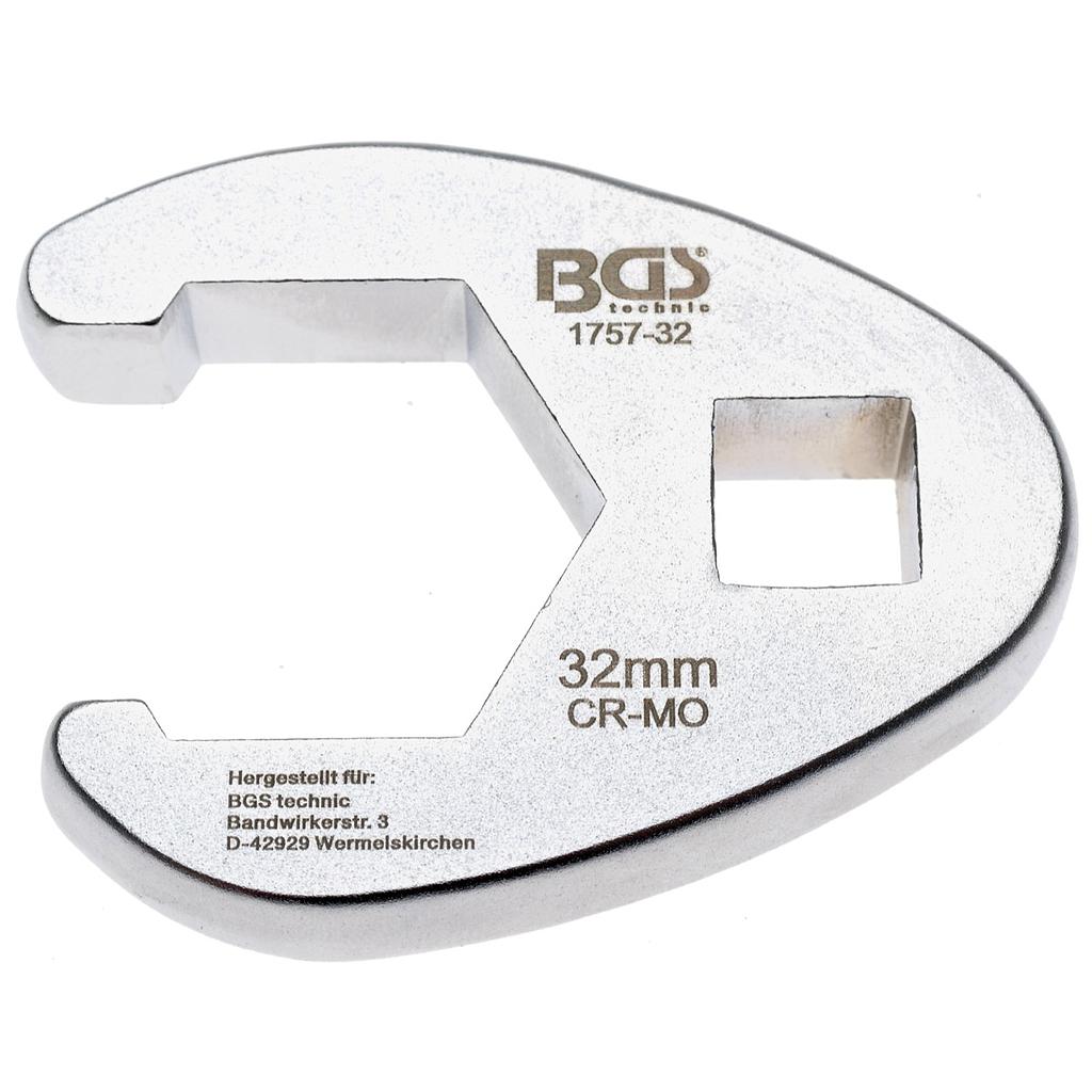 Hahnenfußschlüssel | Antrieb Innenvierkant 12,5 mm (1/2&quot;) | SW 32 mm