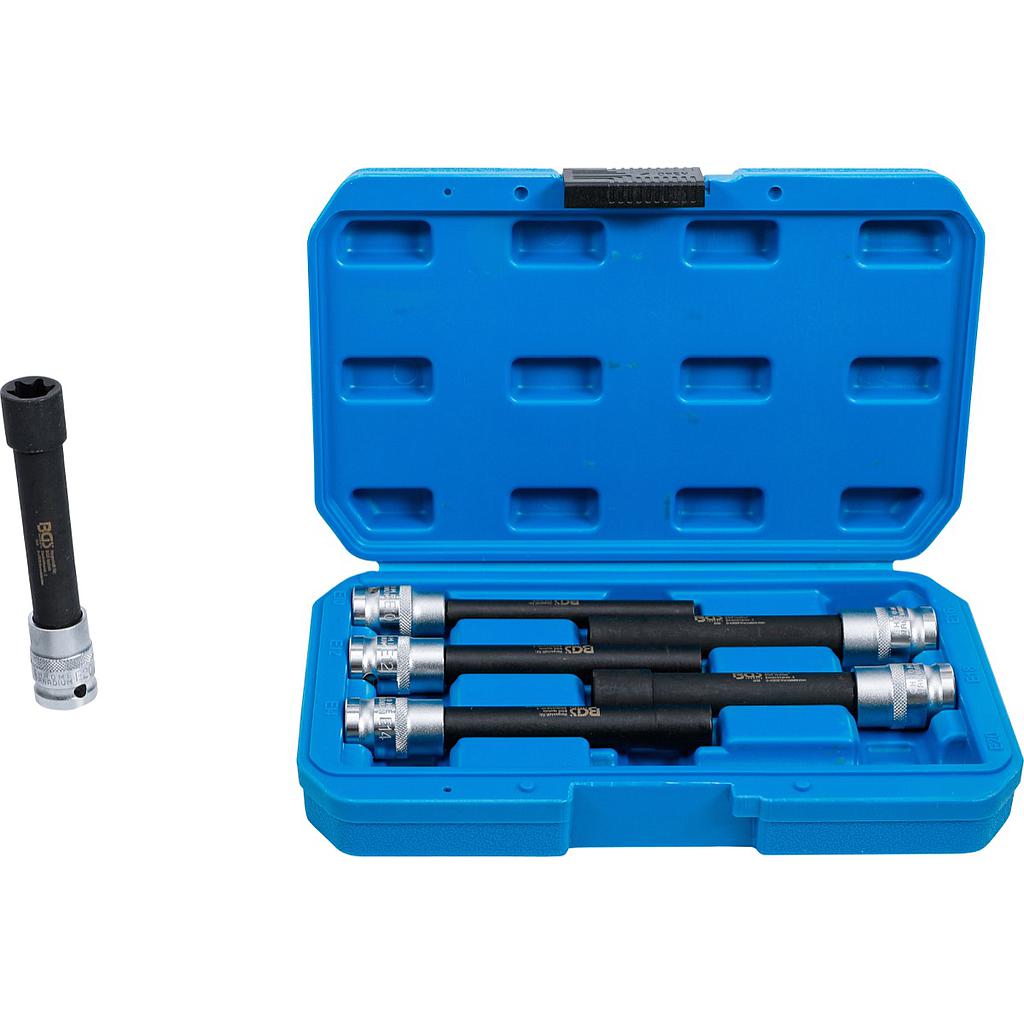 Steckschlüssel-Einsatz-Satz E-Profil, extra lang | Antrieb Innenvierkant 12,5 mm (1/2&quot;) | SW E10 - E20 | 6-tlg.