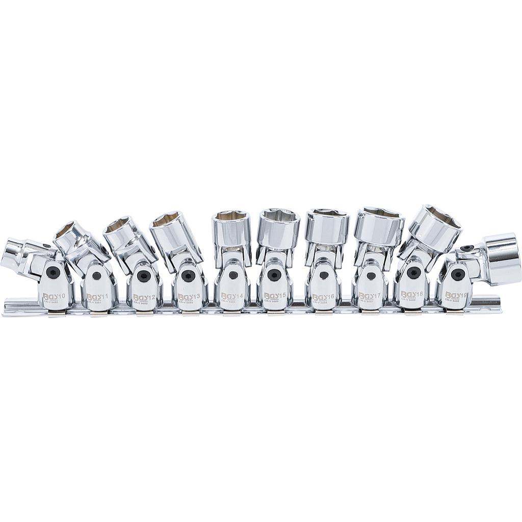 Kardangelenk-Einsatz-Satz Sechskant | Antrieb Innenvierkant 10 mm (3/8&quot;) | SW 10 - 19 mm | 10-tlg.