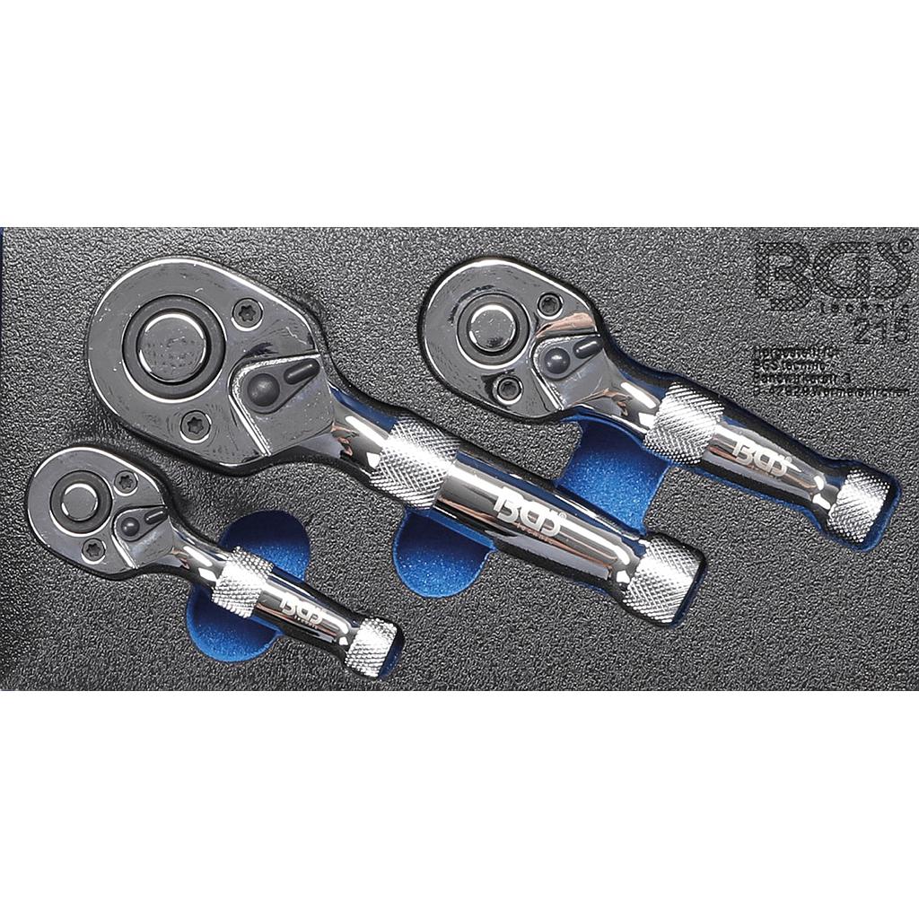 Mini-Umschaltknarren-Satz | 6,3 mm (1/4&quot;) / 10 mm (3/8&quot;) / 12,5 mm (1/2&quot;) | 3-tlg.