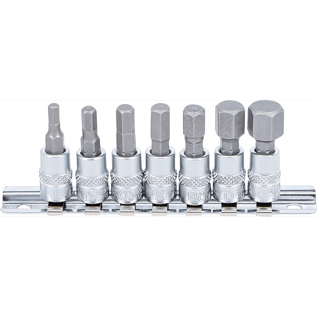 Bit-Einsatz-Satz | Antrieb Innenvierkant 6,3 mm (1/4&quot;) | Innensechskant 4 - 12 mm | 7-tlg.