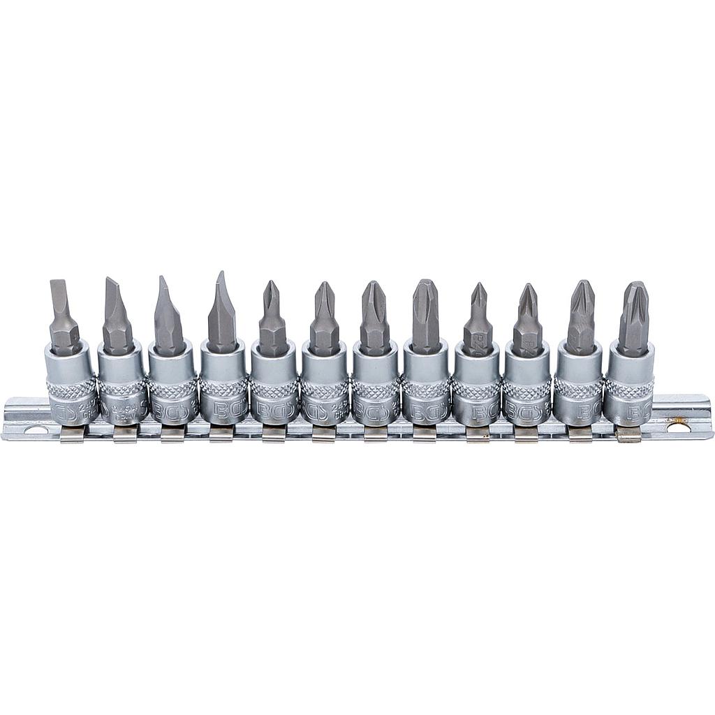 Bit-Einsatz-Satz | Antrieb Innenvierkant 6,3 mm (1/4&quot;) | Schlitz, Kreuzschlitz PH, Kreuzschlitz PZ | 12-tlg.