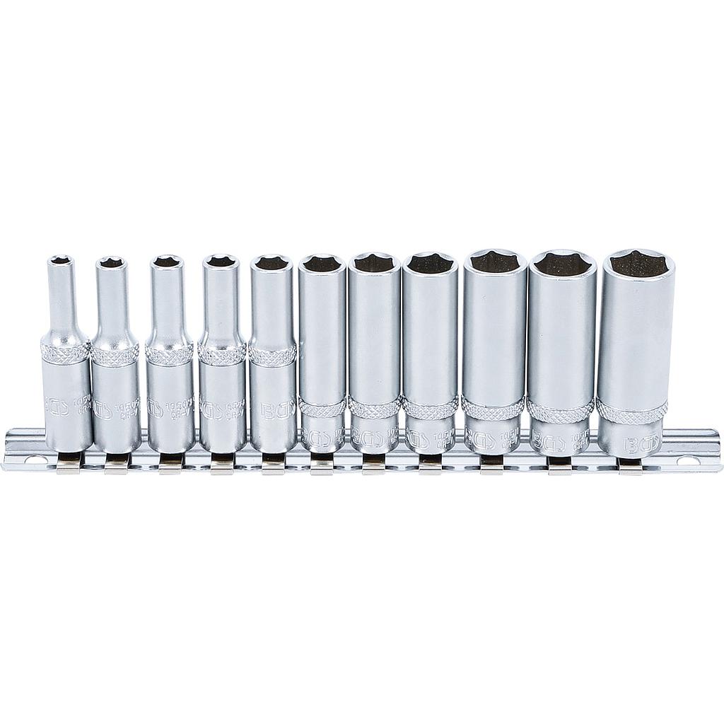 Steckschlüssel-Einsatz-Satz Sechskant, tief | Antrieb Innenvierkant 6,3 mm (1/4&quot;) | SW 4 - 13 mm | 11-tlg.