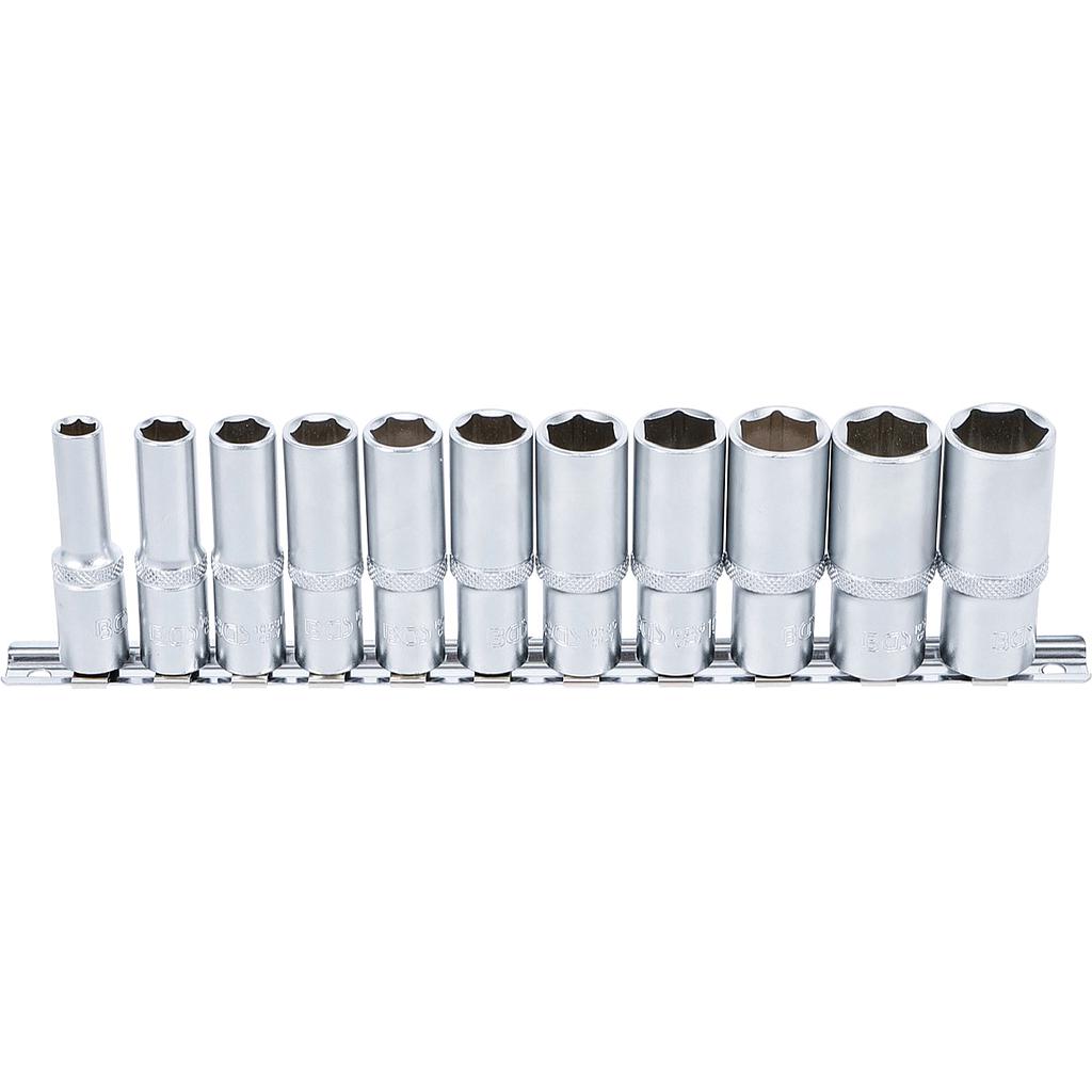 Steckschlüssel-Einsatz-Satz Sechskant, tief | Antrieb Innenvierkant 10 mm (3/8&quot;) | SW 8 - 19 mm | 11-tlg.