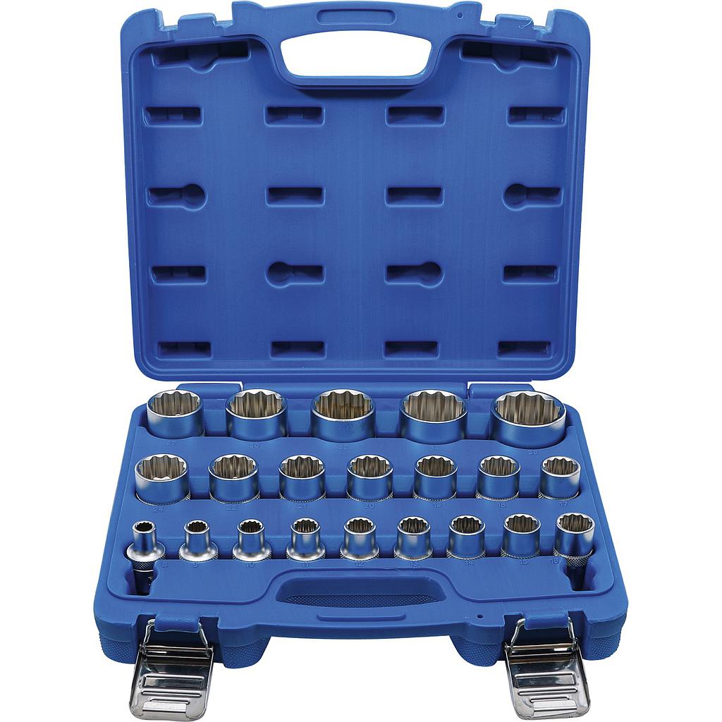 Steckschlüssel-Einsatz-Satz Zwölfkant | Antrieb Innenvierkant 12,5 mm (1/2&quot;) | SW 8 - 36 mm | 21-tlg.