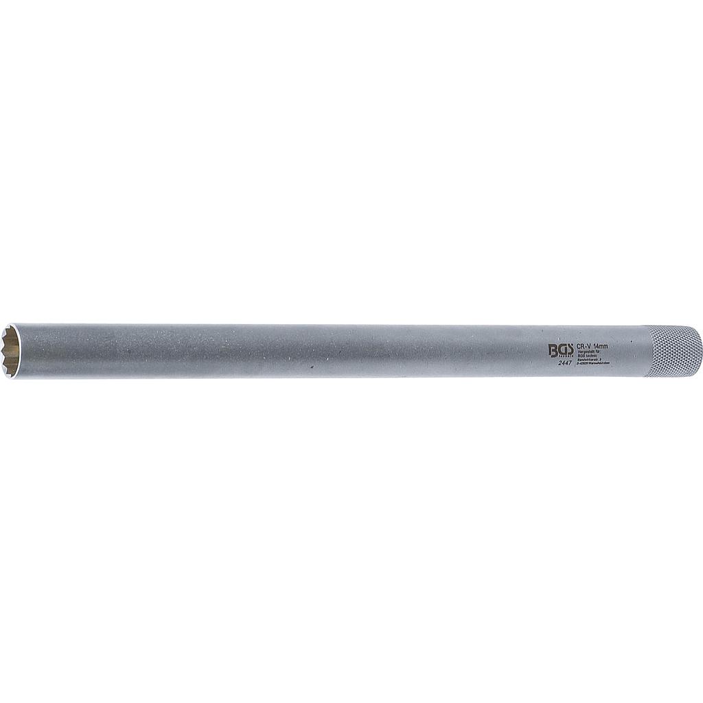 Zündkerzen-Einsatz mit Magnet, Zwölfkant, extra lang | Antrieb Innenvierkant 10 mm (3/8&quot;) | SW 14 mm