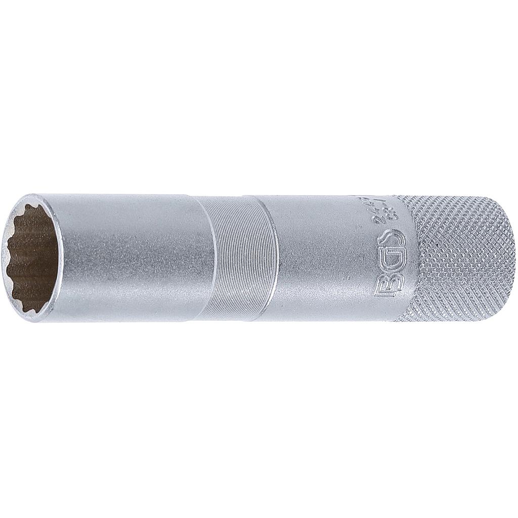Zündkerzen-Einsatz mit Haltegummi, Zwölfkant, lang | Antrieb Innenvierkant 10 mm (3/8&quot;) | SW 16 mm