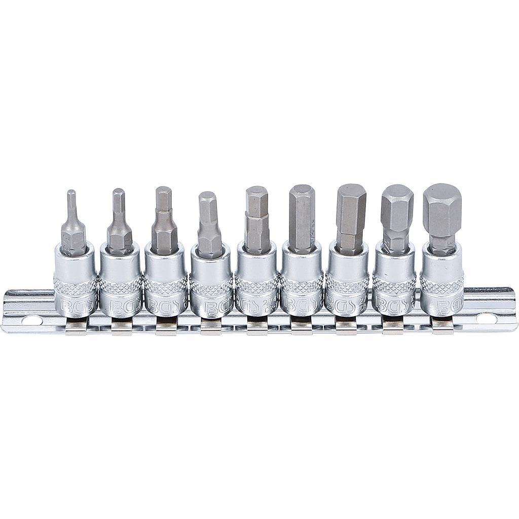 Bit-Einsatz-Satz | Antriebe Innenvierkant 6,3 mm (1/4&quot;) | Innensechskant 3/32&quot; - 3/8&quot; | Zollgrößen | 9-tlg.