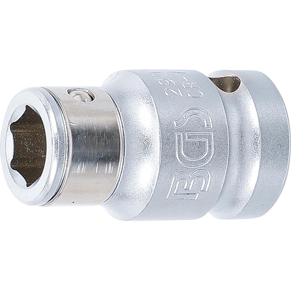 Bit-Adapter mit Haltekugel | Innenvierkant 12,5 mm (1/2&quot;) | Innensechskant 10 mm (3/8&quot;)