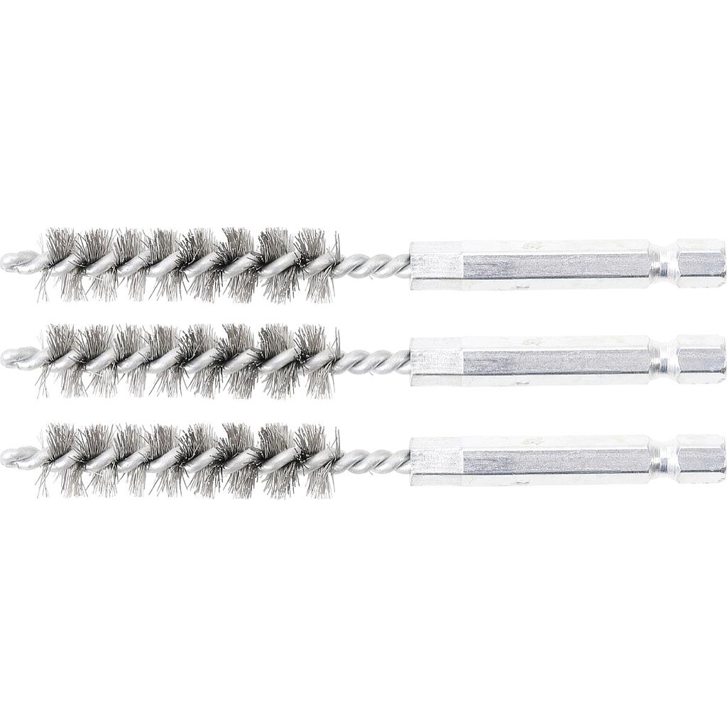 Stahlbürste | 11 mm | Antrieb Außensechskant 6,3 mm (1/4&quot;) | 3-tlg.