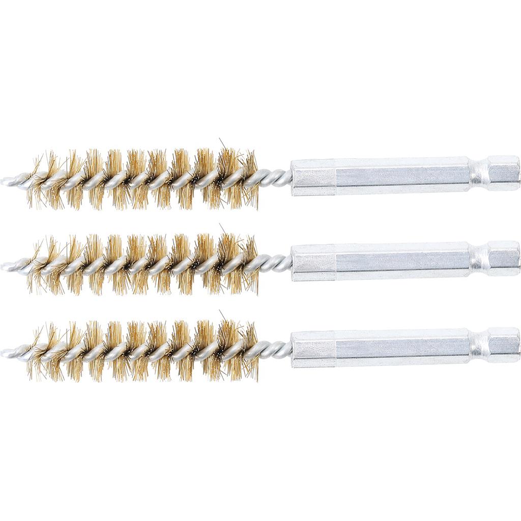 Messingbürste | 12 mm | Antrieb Außensechskant 6,3 mm (1/4&quot;) | 3-tlg.