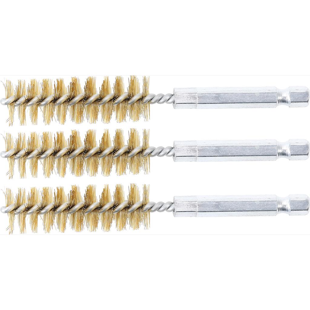 Messingbürste | 15 mm | Antrieb Aussensechskant 6,3 mm (1/4&quot;) | 3-tlg.