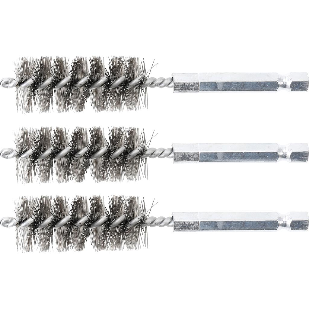 Stahlbürste | 18 mm | Antrieb Außensechskant 6,3 mm (1/4&quot;) | 3-tlg.