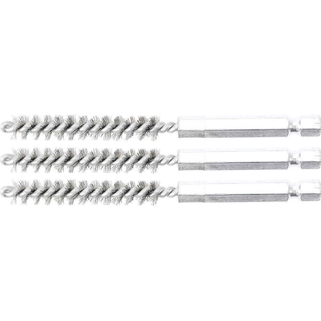 Stahlbürste | 8 mm | Antrieb Außensechskant 6,3 mm (1/4&quot;) | 3-tlg.