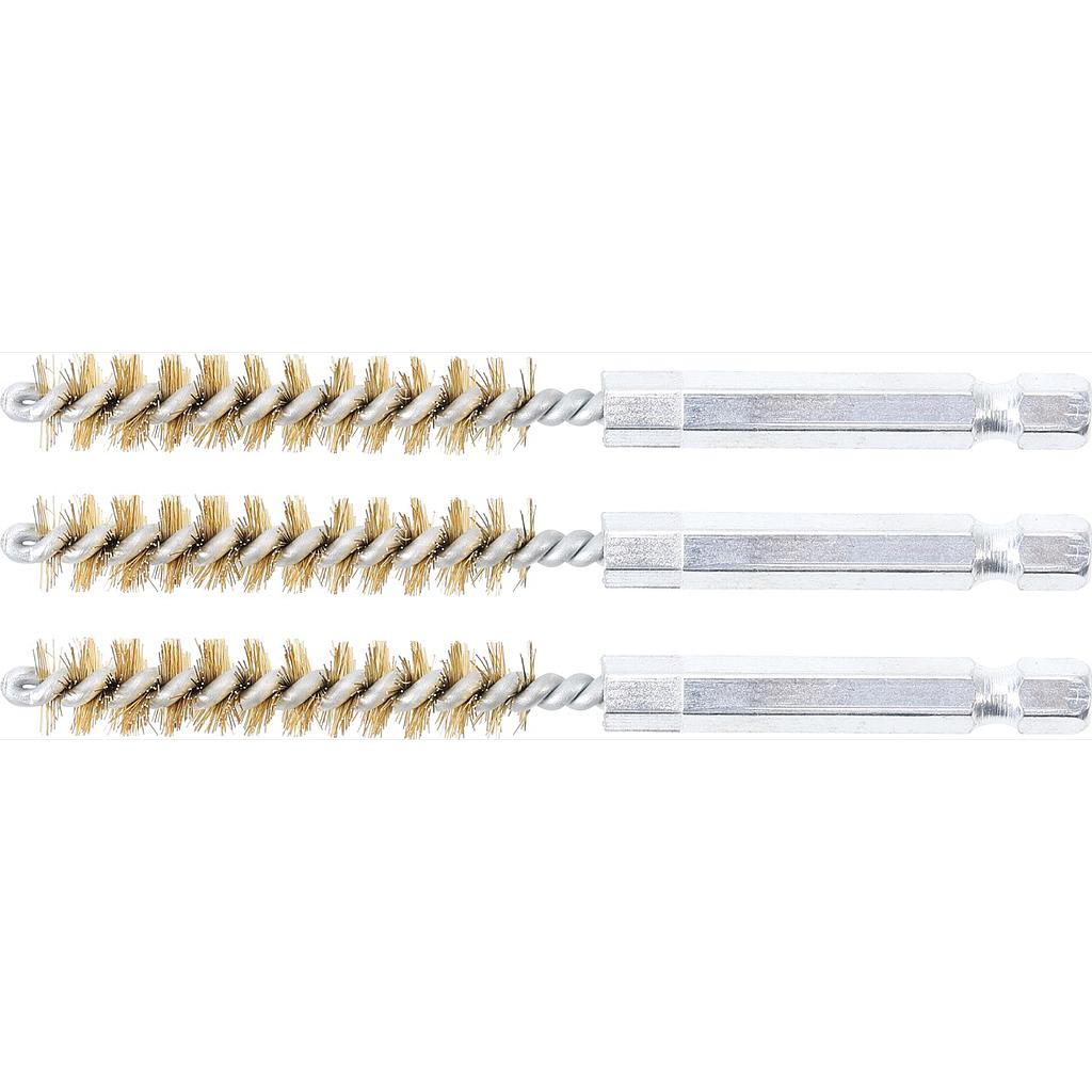 Messingbürste | 9 mm | Antrieb Außensechskant 6,3 mm (1/4&quot;) | 3-tlg.