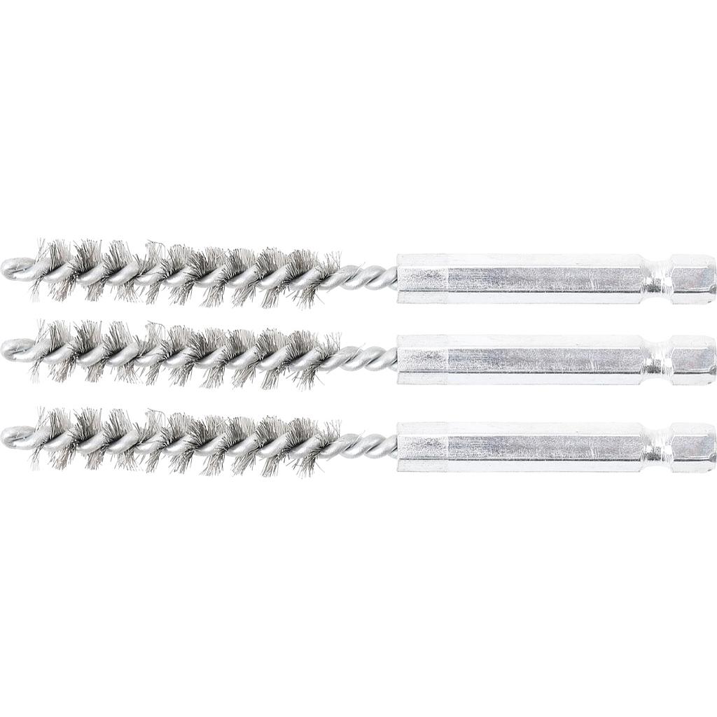 Stahlbürste | 9 mm | Antrieb Außensechskant 6,3 mm (1/4&quot;) | 3-tlg.