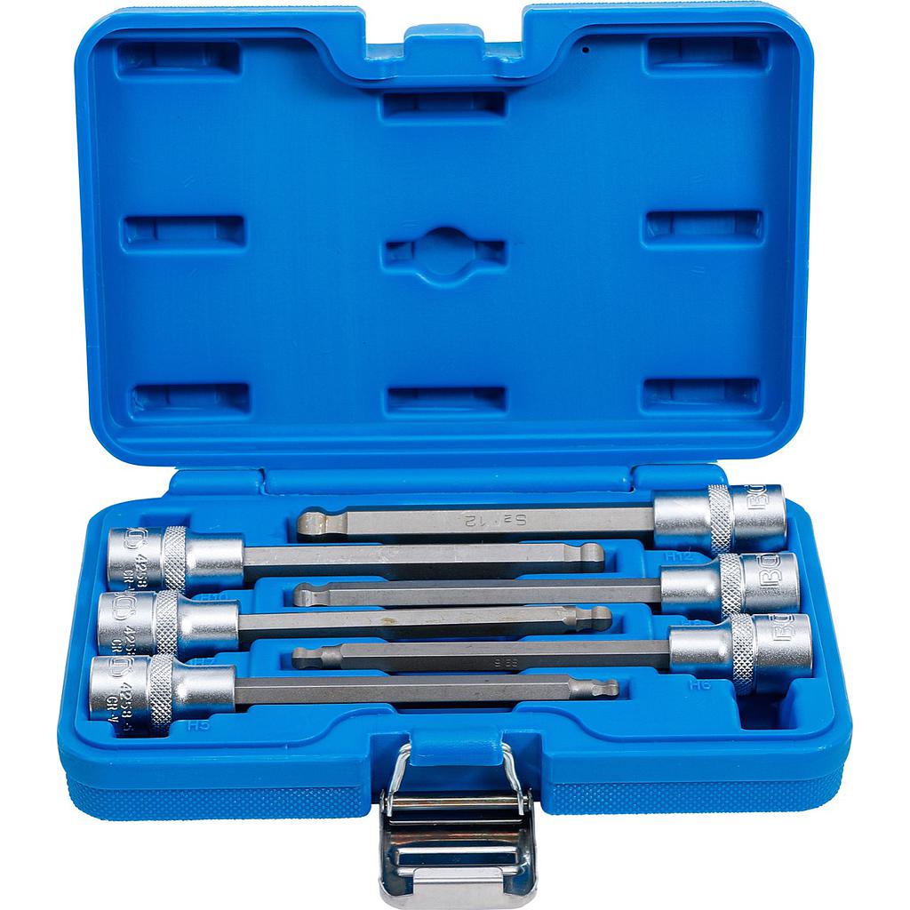 Bit-Einsatz-Satz | Antrieb Innenvierkant 12,5 mm (1/2&quot;) | Innensechskant mit Kugelkopf 5 - 12 mm | 6-tlg.