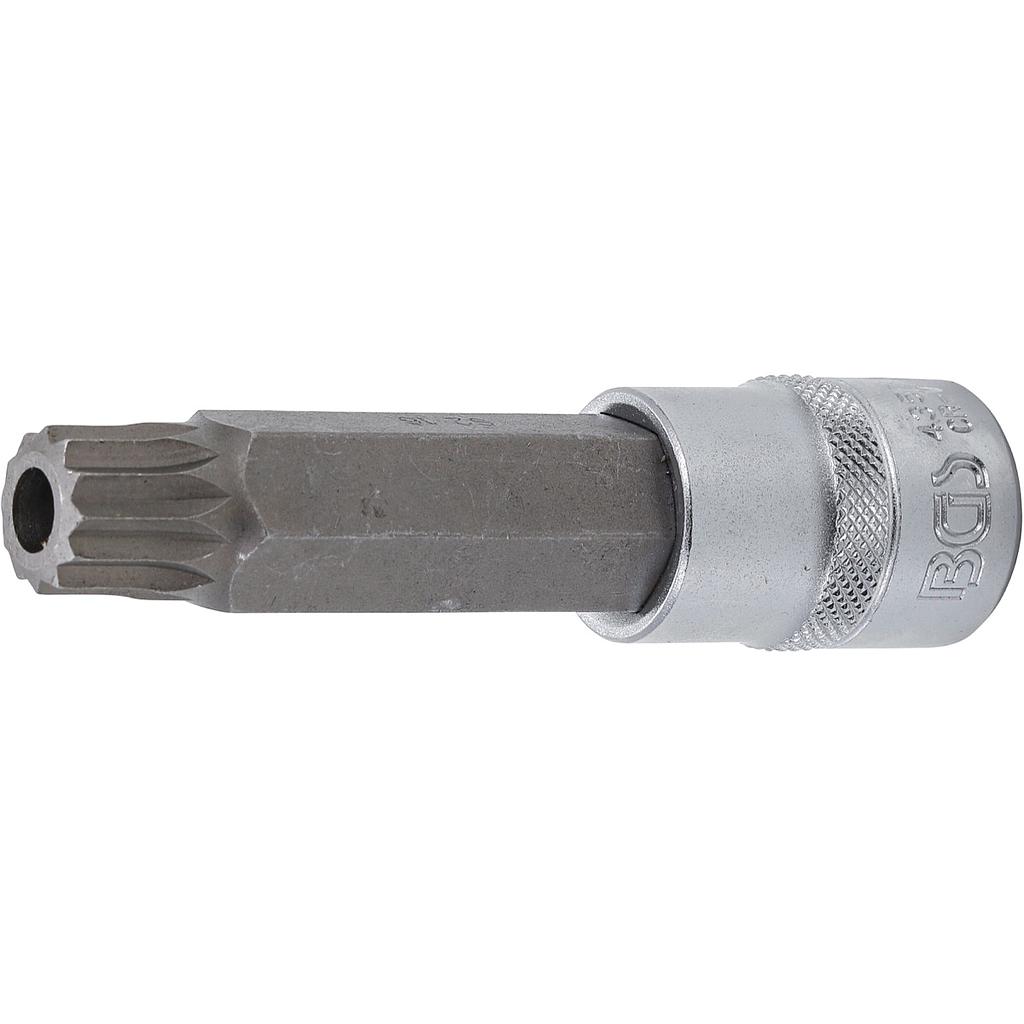 Bit-Einsatz | Länge 100 mm | Antrieb Innenvierkant 12,5 mm (1/2&quot;) | Innenvielzahn (für XZN) mit Bohrung M16