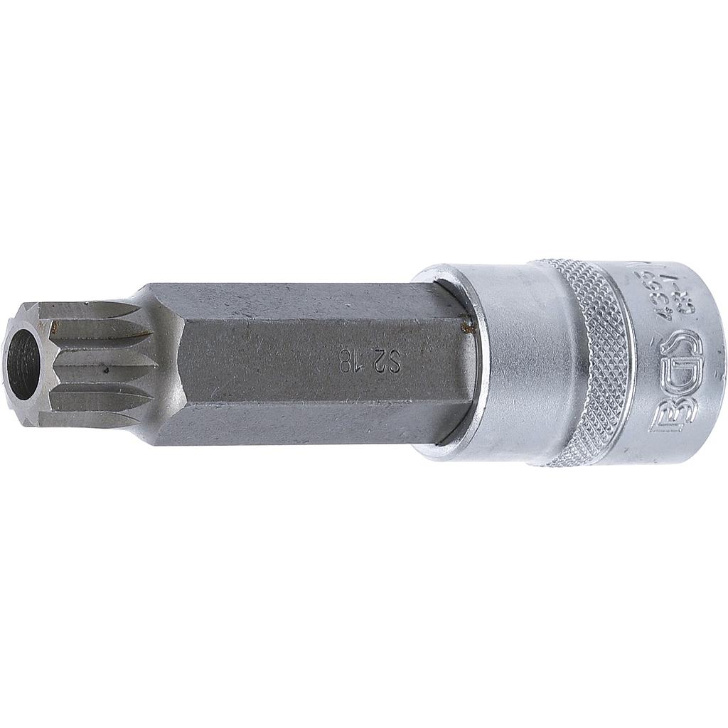 Bit-Einsatz | Länge 100 mm | Antrieb Innenvierkant 12,5 mm (1/2&quot;) | Innenvielzahn (für XZN) mit Bohrung M18