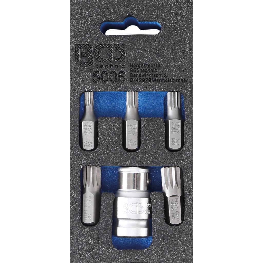 Schraubendreher-Bit-Satz | Antrieb Aussensechskant 10 mm (3/8&quot;) | Innenvielzahn (für XZN) | 6-tlg.